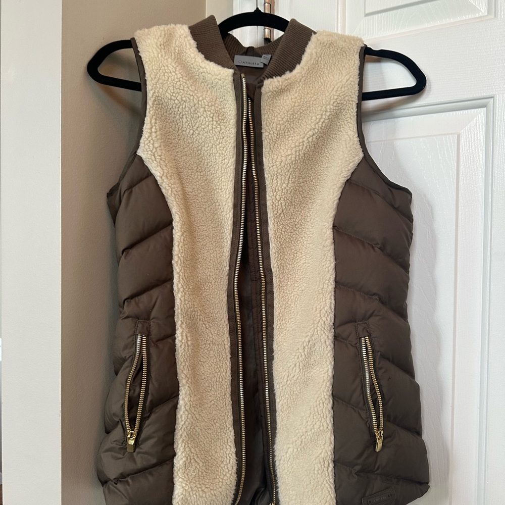 Athleta Brown and Cream Puffer Vest